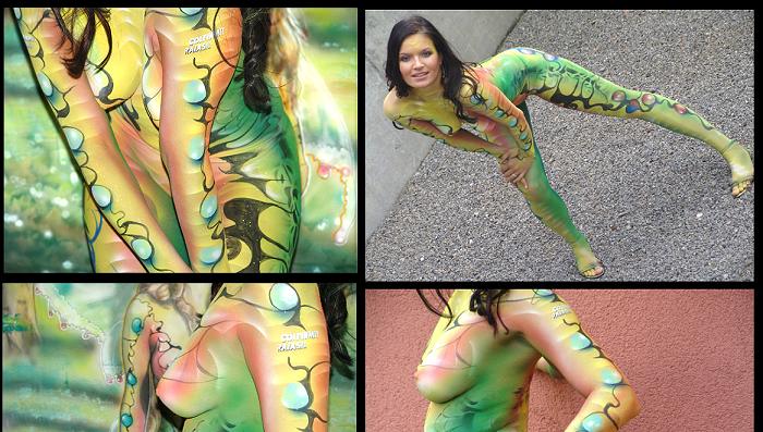 Bodypainting Performance on Stage for Colfirmit Rajasil a company of Degussa