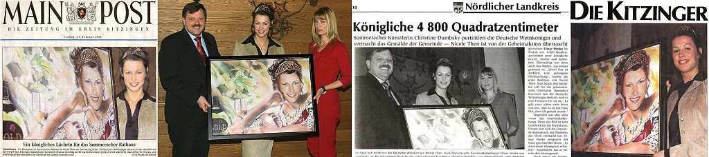 Presse Portraitbergabe mit Brgermeister von Sommerach, Nicole Then deutsche Weinknigin und Christine Dumbsky